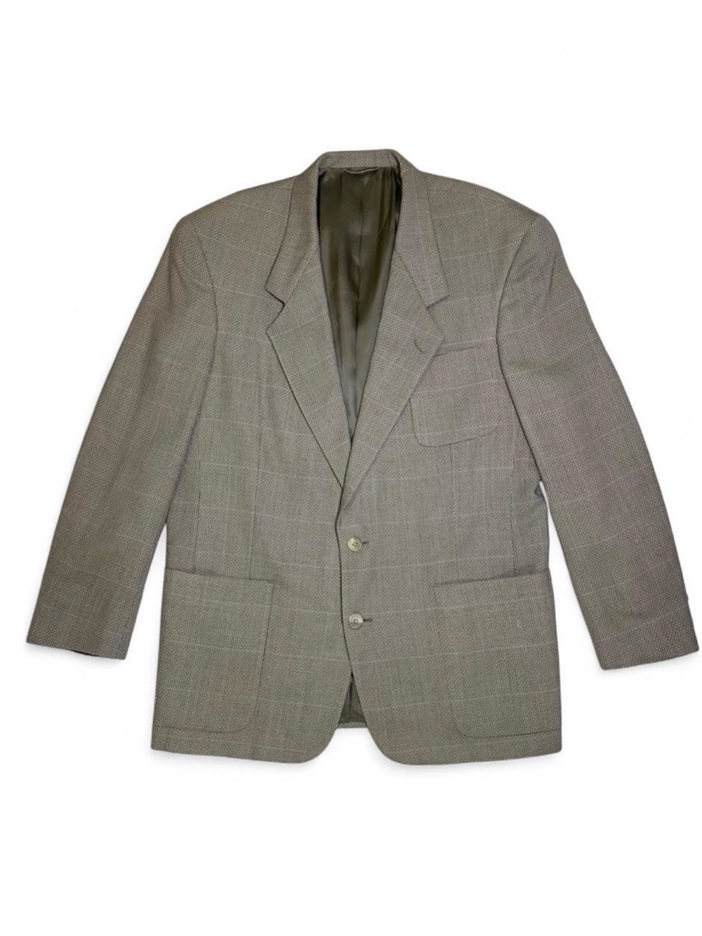 Vintage Christian Dior Monsieur Wool Blazer 42R Tan Plaid Tweed Suit Jacket